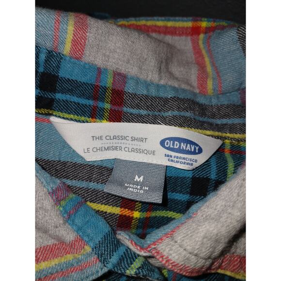 Old Navy Women's Multicolor Plaid Long Sleeve Button Shirt Good Condition Medium - Picture 2 of 4